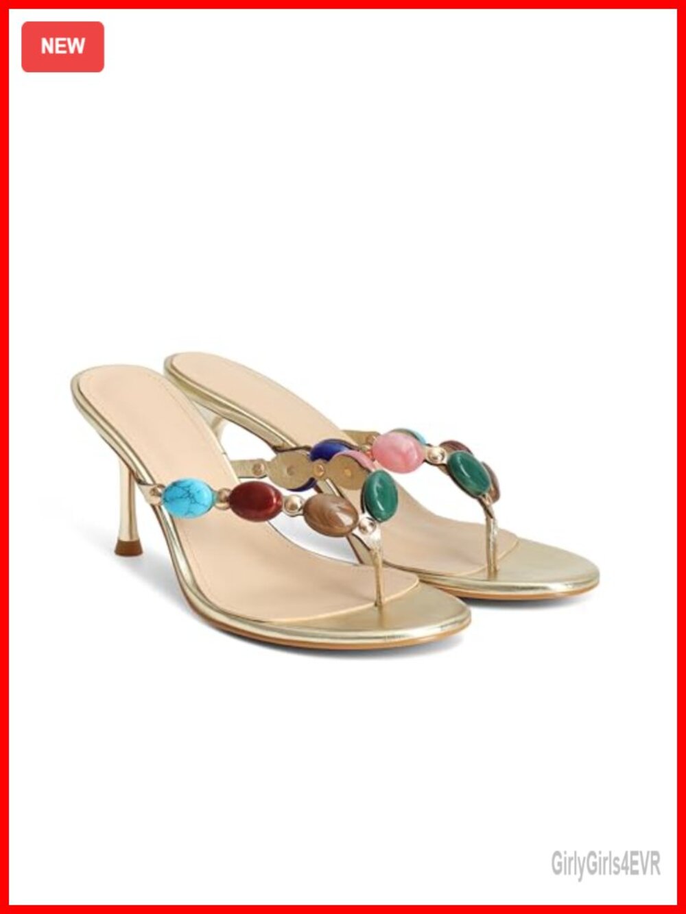 Jeweled Thong Kitten Heel Sandals Open Toe Slip On Party Dress Shoes